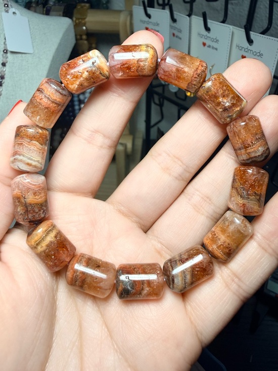 Jewelry - Sunstone Mixed Gemstone Barrel Bead Bracelet 10x15mm